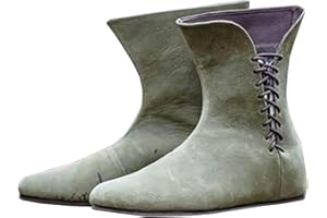 SIULAS Mittelalterliche Cosplay Stiefel - Retro Gothic Cross Strap PU Leder Kurze Stiefel - Damen Herren Halbhohe Stiefel Schnürstiefel mit Flacher Schnürung - Festival LARP Schuhe - für Cosplay,Grün,47