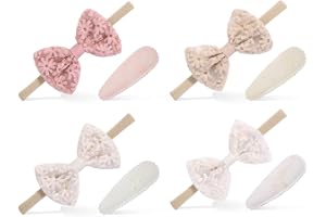KAPSING 8 Stück Stirnbänder Baby Mädchen med Kopfbedeckung Haarspangen, 4 elastiska Schleifen Turban Haarband, 4 Baby Mädchen Haarspangen clips