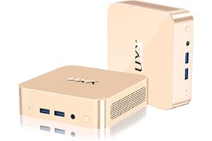 UXX 2023 Mini PC W11 PRO, computer desktop N5095,DDR4X da 8 GB/256 GB SSD M.2 2280+M.2 2242 SSD Espandibile+WiFi M.2,Triplo Display 4K con mouse/USB/BT/LAN/HDMI/Tipo-C/Montatura in metallo-Oro