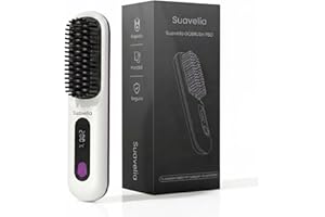 Cepillo Inalámbrico Pelo Suavelia para Cabello Corto, Cepillo Alisador con Calor Cerámico 3PX, Volumen Duradero, Sin Tirones ni Quemaduras, Recargable, Ideal para Pixie, Bob y Flequillo (Blanco)