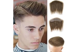 Lordhair Parrucca Uomo PU Frontale,100% Remy Human Hair per Protesi Capelli da Uomo,Toupee European Human Hair Pieces For Men