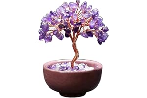 JYNVO Albero di Cristallo di Ametista Artigianale con 63 Pietre, for Positive Energy and Home Decorations and Healing Crystal Tree of Life | Money Tree | Feng Shui Decor