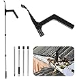 Gutter Cleaning Tools, Gutter Cleaner with 4-Section Connecting Rod Gutter Cleaning Pole, Portable Cleaning Scraper Tool for Gutter Cleaning,Roof Cleaning,Cleaning Leaves and Debris,Roof Moss Remover