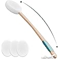 Svarvns Back Lotion Applicator with 4 Replaceable Pads, Lotion Applicator for Back Self Elderly, Women, Sunscreen Applicator for Cream with 17" Curved Handle Easy to Target Back and Feet, White
