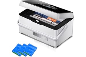 Yopyuenn Medikamente Kühlschrank, Insulin Kühlbox Tragbare mit 3 Batterien,Mini Intelligente Elektrische Thermostat Kühler Große Kältetechnik Raum für Auto, Reisen, Zuhause Medizinische Kühltasche