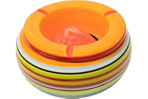 DRULINE Vento PORTACENERE Striscia tischachenbecher PORTACENERE Coperchio COLORATO Strisce Porcellana - Arancione, XL - Ø 23cm