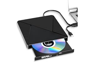 TEMZICK External CD DVD Drive for Laptop USB 3.0 Type-C Slim Portable Player CD DVD RW Writer Reader Burner, Low Noise Optical External Disk Drive for Desktop, PC, Mac OS,Windows 11/10/8/7/XP/2003/Vista/Linux