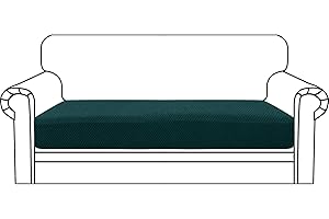 CHELZEN Super Stretch Sofa Seat Cushion Cover, Fitted Sofa Cushion Slipcovers, Soft Couch Cushion Covers, Furniture Protector with Elastic Bottom (2 Seater, Blackish Green)