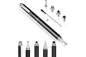 Penyeah Stylus Pen, 4 in 1 Disc Stylus Pens for Touch Screens, High Precision and Sensitivity Universal Capacitive Stylus, Stylist for Tablets,iPhone,iPad,Laptops with 4 Replacement Tips - Black