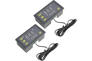 SOPWMAP 2 Piezas Controlador de Temperatura Digital W3230 , AC 110V-220V Interruptor de Termostato con Pantalla LED de 20A y Sonda de Sensores NTC 10K, Rango de -50 ℃ a 110 ℃ para Refrigeración y Calefacción