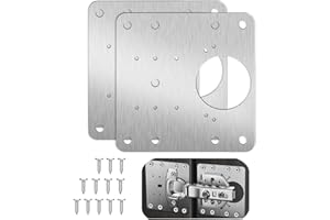 NestNook Płyta naprawcza zawiasów ze śrubami, zestaw naprawczy do szafek, stal nierdzewna, uchwyty naprawcze do szafek kuchennych, zawiasów drzwiowych, 2 szt