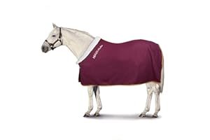 Horses, Coperta Cavallo in Pile Fluffie con Inserto in Pelo sul Collo, con Sottocoda in Nylon (128 cm, Bordeaux)