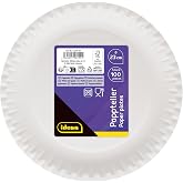 Idena 58250 &ndash; White Party Plates, 100 Pieces, Diameter 23 cm, Compostable, Paper Plates, Paper Tableware, Disposable Tablewar