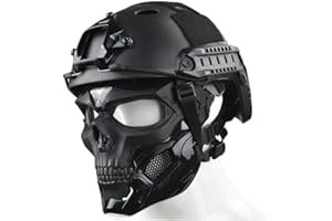 WLXW Maschera tattica per softair e casco per paintball veloce, maschera protettiva per teschio con occhiali integrali protettivi doppia modalità con cinturino regolabile