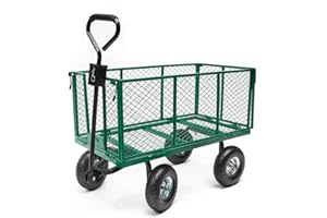 TERRE JARDIN Chariot de Jardin XXL 200 L, 4 Roues, 300 Kg de Charge - Chariot Pliable, Plateforme de Transport, Chariot pour Bois de Chauffage, Remorque avec Attelage, Pneus Gonflables 27 cm