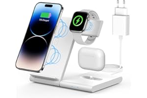 3 en 1 Cargador inalámbrico para iPhone 11/12/13/14/XS/X/8 Serie, Apple Watch Ultra/8/7/6/SE/5/4/3/2 casa/Viaje/Oficina Carga