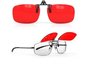 Goiteia Occhiali a clip rossi contro la luce blu: blocca la luce blu e verde, migliora il sonno, allevia l'affaticamento degli occhi e il mal di testa