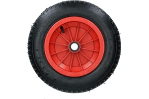 OptiProducts® 1 x 14 Inch Wheelbarrow Wheel Pneumatic Inflatable Tyre 3.50-8 REPLACEMENT RED Tyre Rubber Wheel