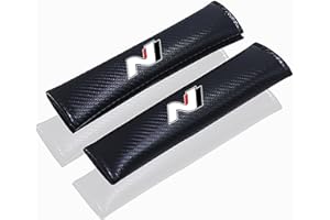 TGFOD 2 Piezas Almohadilla Cinturon Coche, para Hyundai n nline tucson kona sonata veloster i30 i20 n elantra Fibra de Carbono Cinturón de Seguridad Hombro Protección Acolchado Interiores Accesorios