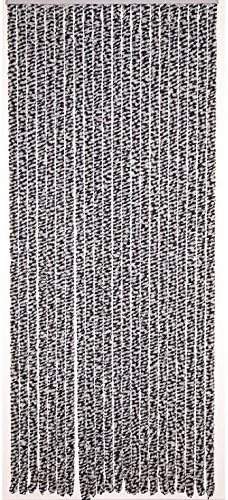 Chenille Door Curtain 90 x 200 cm Anthracite/White