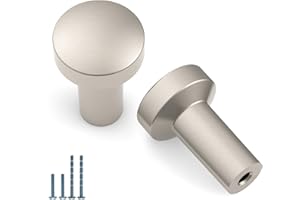 9BUILD Lot de 6 Nickel Brossé Bouton de Meuble Boutons de Porte pour Placards Bouton Porte Cuisine Boutons de Placard Alliage de Zinc Bouton Porte Poignée Cuisine Poignet Meuble EU0025