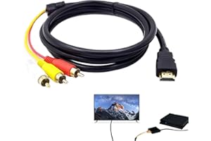 Menibeuty Adaptador Cable HDMl a RCA, 24K 150 cm, Adaptador de Video RCA HDMl para Consola de Juegos HDTV DVD, Convertidor de Video de 3RCA, Adaptadors de Cable AV