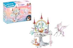 PLAYMOBIL Princess Magic 71359 Himmlisches Regenbogen-Schloss, magische Welt mit leuchtender Regenbogenblume, Schmetterlingsring, Pegas und Prinzessinnen, ab 4 Jahren