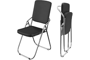 RCYNVIEW Chaise Pliante Confortable en Simili Cuir Métal Chaise Camping Pliante, Chaise Pliable Avec Rembourrage Dossier, Chaises de Salle à Manger, Fauteuil Jardin Exterieur, Chaise Cuisine Salon, Noir