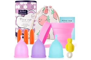Florauspicious Get Florauspicious Lot de 3 coupes menstruelles réutilisables pour les soins féminins (petit, rose/violet/bleu)