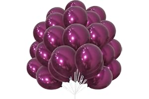 YOYOIN Ballons Violet Rouge, 30 pcs Ballons Bordeaux Latex 10 pouces 30,5 cm Ballon Double Stuff Épais Violet Foncé avec Ruban pour Fêtes d'Anniversaire Mariage Prénuptiale Décorations de Baby Shower Neutre