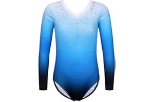 ZNYUNE Dziewczęcy trykot gimnastyczny z cekinami z długim rękawem z tiulu