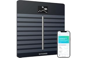 Withings Body Cardio: báscula inteligente con Wi-Fi con análisis de composición corporal, monitoreo de la salud cardíaca, edad vascular, IMC, grasa, masa muscular y ósea,% de agua - Negro