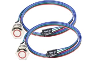 Guuzi Przełącznik podwozia hosta metalowy przycisk, przełącznik komputera hosta obudowa komputera przycisk zasilania LED zasilanie włączanie/wyłączanie ATX dla DIY przełącznik 60cm-2 szt. (12 mm)