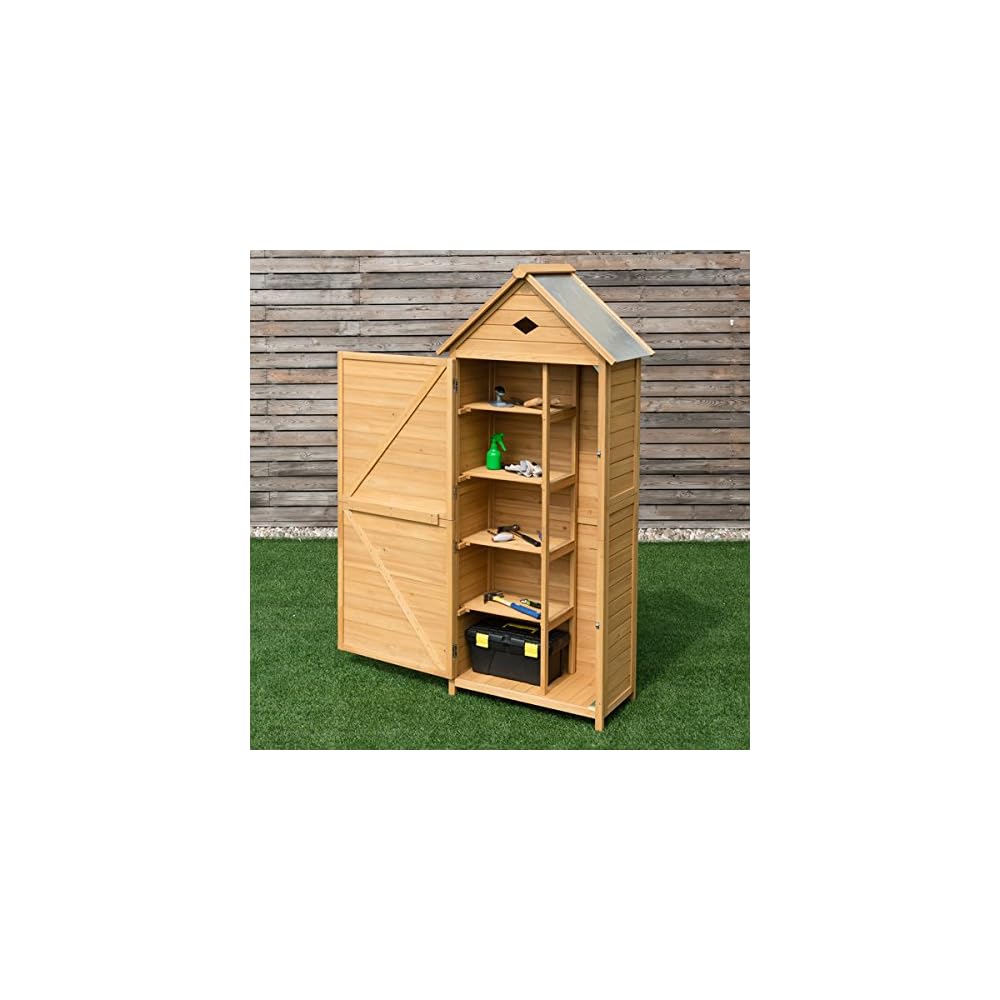 COSTWAY Gartenschrank Holz, Gerätehaus wetterfest, Geräteschuppen