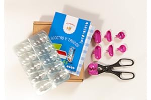 Kit básico La Croquetera + Pack Utensilio multiusos color aleatorio - 4 moldes intercambiables para masas + Pack 10 Bandejas conservación + librito con trucos y recetas basicas- 100% Español.