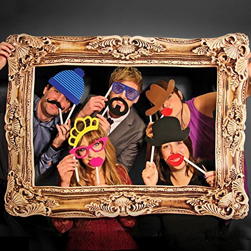 24 Stück Photo Booth Foto Booth Party Fotorequisiten & Fotoaccessoires Mit Einem Bilderrahmen Für Party Hochzeit Geburtstag Abschlussfeier DIY Lustige Fotos - 2