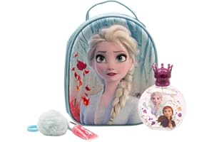 AIR-VAL INTERNATIONAL Disney Frozen Perfume Gift Set for Kids, Natural Eau de Toilette Perfume Spray 100ml, 3D Zip Case & Lip Gloss with Pompom Charm, Vegan & Dermatologically Tested, Best Gift for Occasions & Daily Use