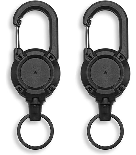 Porte-clés Rétractable Avec Cordon Acier Et Mousqueton - Longueur 65 Cm, Charge 100-200g - Pour Badges, Clés, Outils