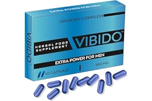 VIBIDO 490mg | Stronger | Longer | Harder | Performance | Extra Strength Enhancing Pills | Stamina Endurance Booster Supplement Pills for Men | 10 Ginseng Capsules