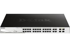 D-Link DGS-1210-28MP 28-Port Gigabit Smart Managed PoE Switch, 4 x Gigabit GbE/SFP Combo Ports, Enhanced L2 Switching and Security Features, L2+ Static Routing, 370 W PoE Budget, Black