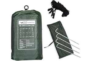 DD Hammocks - DD Tarp XL - Extra Large 4.5m x 3m Waterproof Rectangular Tarp For Hammocking And Bushcraft/Hiking Shelter