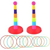 Lekabee Ring Toss Game for Kids with 24 Rings | Carnival Games for Kids Birthday Party Outdoor Garden Games Supplies