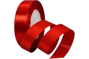 ATBEAMEN Red Ribbon 25mm Double Sided Wine Red Satin Ribbon for Gift Wrapping, Crafting, Cake Decoration, Wedding, Christmas