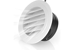 NUTKIT Rejillas de Ventilación 125mm,Rejilla Aire Acondicionado Conductos Cubierta de Ventilación con Malla,Aire Rejilla de Ventilación Anti-insectos, para Baño,Cocina,Tuberías de conducto