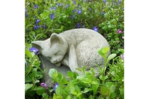 FYNE-FINDS Stone Sleeping Cat Garden Lawn Decoration 21cm Ornament Concrete Statue Rememberance Figurine