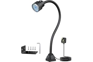 YOUTEMEI Work Light,12W Led Lamp, IP66 Water Proof Flexible Gooseneck Lamp 1320 Lumens for Lathe Milling, Drill Press, Industrial Lighting
