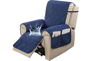 Leorate Waterproof Recliner Sofa Cover, Non-Slip Recliner Chair Slipcover for Families with Pets, Armchair Recliner Protector for Home (Navy)
