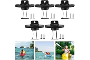 SPEACOUR 5 PCS Bouchon de Vidange de Kayak en PP Kit de Bouchon de Vidange Coque Bateau avec 10 Vis Bouchon de Drain de Kayak Universel pour Canoës, Dériveurs, Bateaux, Kayak(Noir)