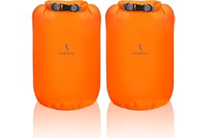 DESOTO Bolsa Impermeable - Juego de 2 Bolsas Secas 10L/20L/40L/70L, Ligeras Bolsas Secas para Deportes Acuáticos al Aire Libre, Cierre de Seguridad, para Kayak/Rafting/Natación (Naranja,10L)