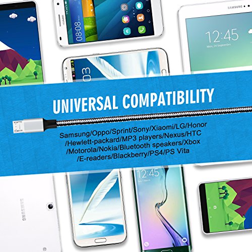 Micro USB Kabel Nylon 2m - GlobaLink   USB 2 0 Ladekabel Datenkabel Android Lebenslange Garantie - High Speed Sync und Ladekabel f  r Android Smartpho